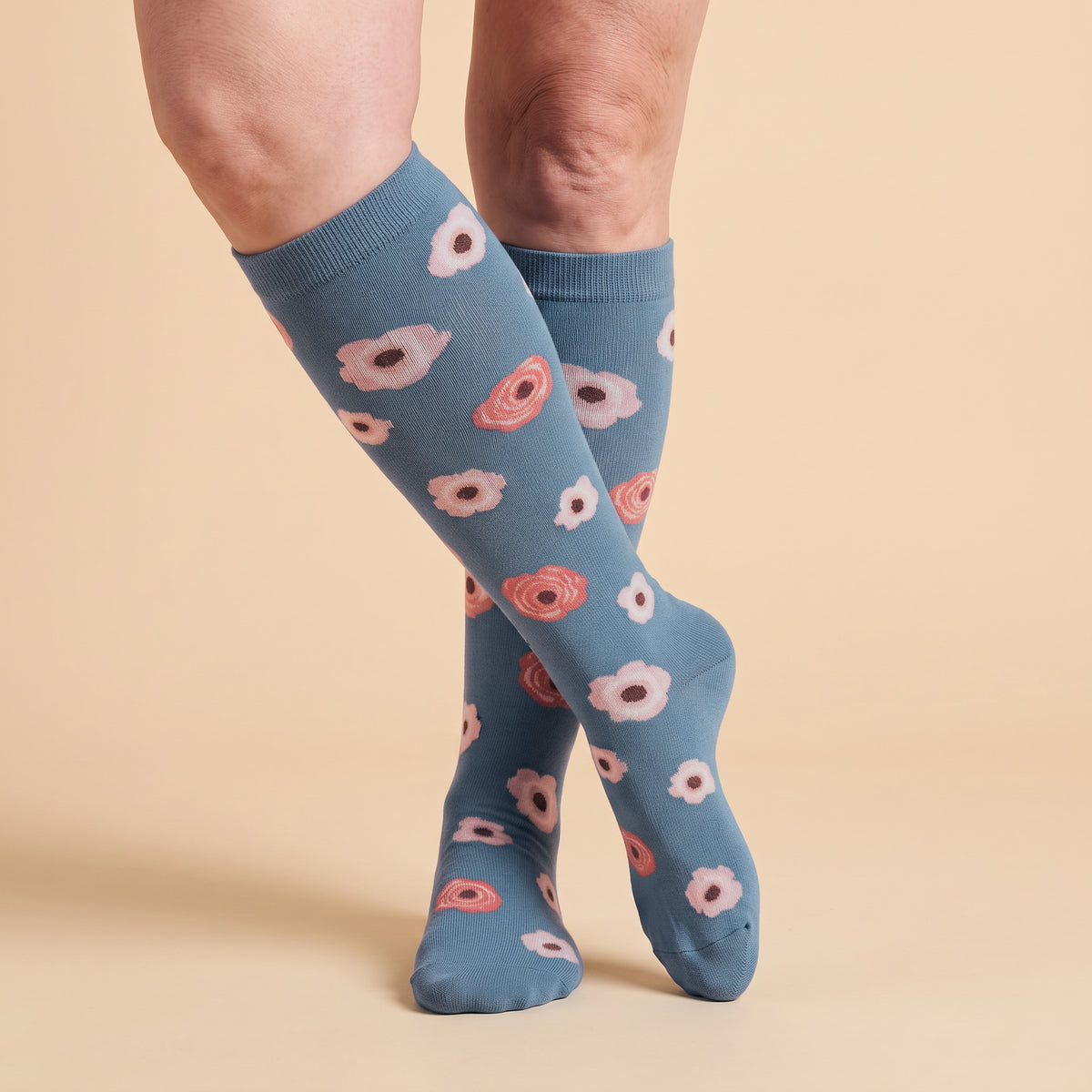 Floral Blue – Kompressionsstrümpfe
