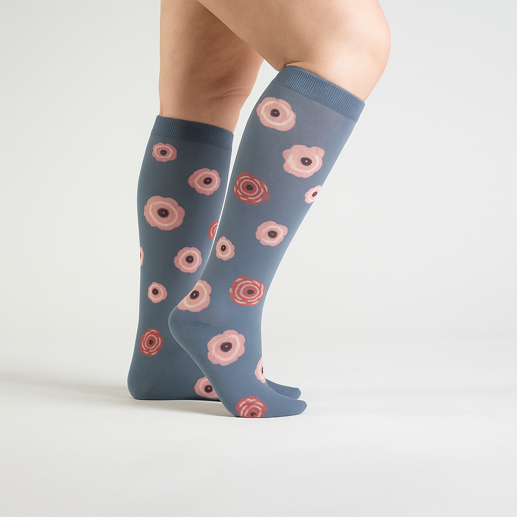 Floral Blue – Kompressionsstrümpfe